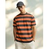 Zengjo Striped Shirts for Men Short Sleeve Wide Stripe Retro