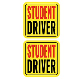Linsaner New Driver Magnet for Car, Student Driver Magnet, 2-Pack Removable Reflective Car Decals - Durable Automotive Exterior Accessories Stickers for Cars (Red/Black - Student, 4.13 inch)