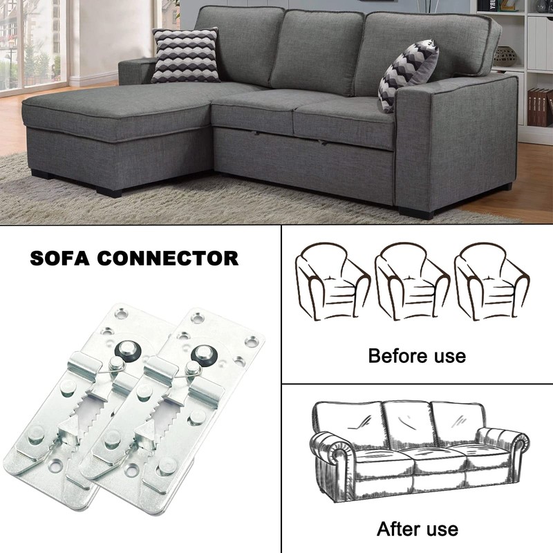 DEEPDREAM 4 Pack Sectional Couch Connectors Metal Couch Clips Sofa