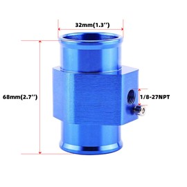 Universal Water Temp Joint Pipe Water Temp Temperature Joint Pipe Sensor Gauge Radiator Hose Adapter, (Blue, 32mm)