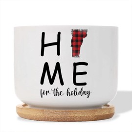 DecStic Vermont Buffalo Check Home for The Holiday Ceramic Planters Bible Verse Pots for Plants with Drainage Holes and Saucers Pot for Home Desktop Office Windowsill