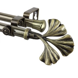 A&F Rod Decor - Clover Double Curtain Rod 120-170 inch - Antique Brass