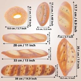 Funzhan 7pcs Fake Baguette Rhombus Bread Roll Decoration Artificial French Donut Long Loaf Model Realistic Food Dessert Display Wedding Festival