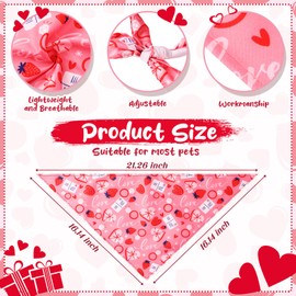 Reginary 72 Packs Valentine's Day Dog Bandanas Bulk St. Patrick's Day Dog Bandanas Pet Bandanas Scarf Bibs Triangle Dog Bibs Adjustable Dog Bandana for Pet Costume Accessories(Heart)