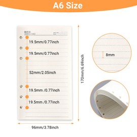 3 Packs A6 Lined College Pad Refill Paper, 180 Sheets (360 Pages) Loose Leaf Paper, 17 cm x 9.6 cm Loose Leaf Paper, 6 Holes A6 Inserts, Lined, Refill Paper for Inserts, Ring Binders, Notes