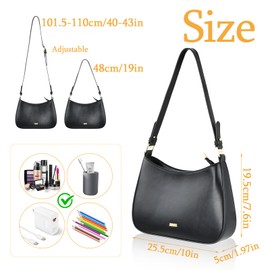 Dokeno Women's Small Shoulder Bag with 2 Shoulder Straps Black Handbag Women's Small PU Leather Y2K Shoulder Bag Vintage for Women Dating Travel Party Shopping, black