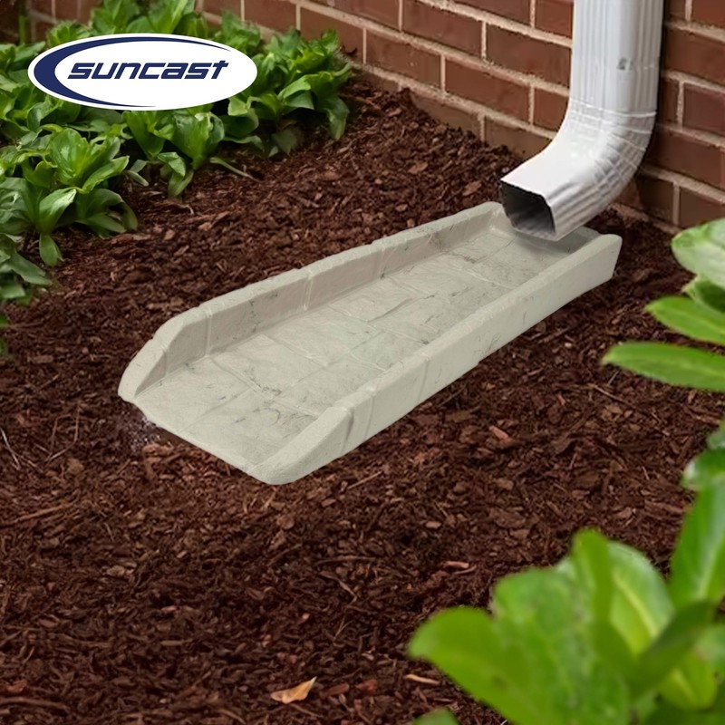 Suncast Durable Decorative Rain Gutter Downspout Erosion Prevention, Water Guard