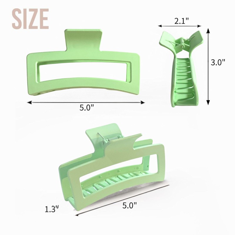 5 Inche Gradient Green Extra Large Claw Clips for Thick