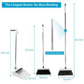 Broom and Dustpan Set,Brooms for Sweeping Indoor,Broom with Dustpan Combo Set,Dust Pan,Dust Pan and Brush Set,Broom Dustpan Set