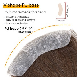Lordhair Hairline Toupee for Men, Frontal Hairpiece, Forehead Toupee V-Shape Natural 100% Human Hair with PU Thin Skin Covering Male Receding