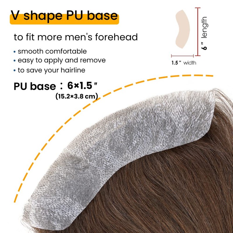 Lordhair Hairline Toupee for Men, Frontal Hairpiece, Forehead Toupee V-Shape