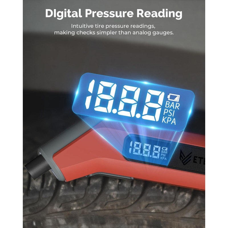 ETENWOLF T300 Plus Tyre Pressure Gauge 200 PSI, Digital Tyre