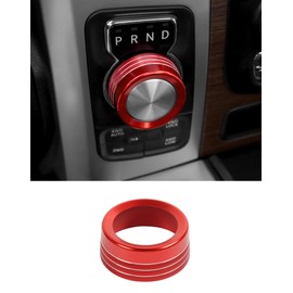 Aluminum Gear Shift Switch Knob Cover for 2013-2017 Dodge RAM Gear Selector Shift Adjust Control Switch Button Cover Ring Trim for 2013-2017 Dodge Durango Interior Accessories, Red