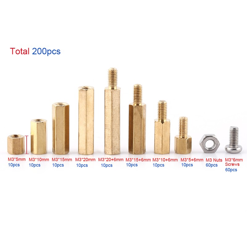 M3 PCB Hex Male Female Brass Threaded Standoffs Screw Nut