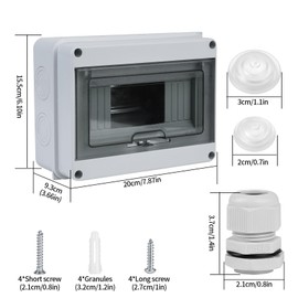 Tomoyuki Aufputz-Sicherungskasten, Verteilerkasten, Aufputzmontage, kleiner Verteilerkasten, IP65, 1 Reihe, 8 Module, Feuchtraum, Aufputzverteiler, mit Klemme, fr Au?enbereich, Garten, Bauernhof, Laden