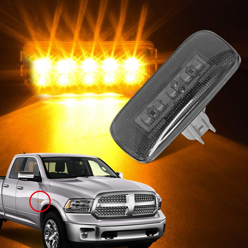 HUSUKU 4PCS 5Led Dual Cab Bed Fender LED Side Marker