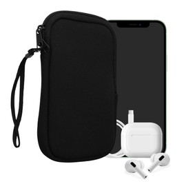 kwmobile Estuche de Neopreno Universal para Smartphone - Funda Protectora con Cremallera para M - 5,5" Negro
