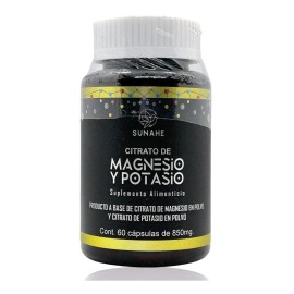 Sunahe Citrato Magnesio Potasio Cápsulas 850mg Suplemento Nutricional