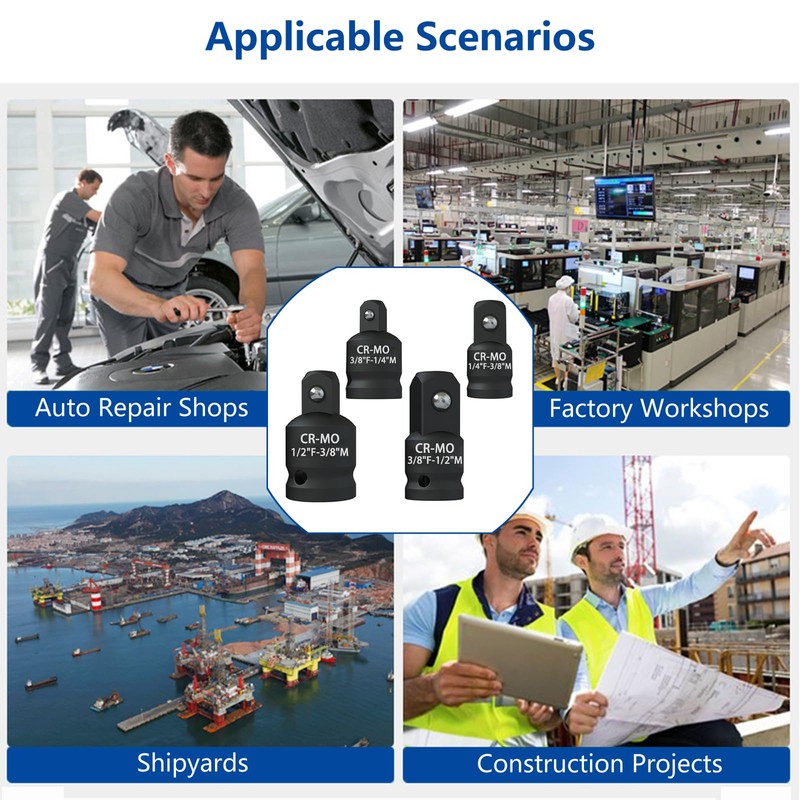 Adapter Set - 4 Socket Spanner Adapters 1/4", 3/8", 1/2"