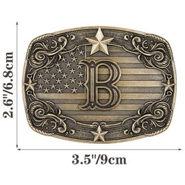 Absbolo Western Belt Buckle Men Initial Letter ABCDJRM to Z Rodeo Cowboy Belt Buckles for Women B