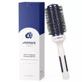AIMIKE 송풍 건조 스타일링 및 볼륨 향상을 위한 AIMIKE 나노 이온 테크 세라믹 브러시 천연 목재 원 디자인 AIMIKE Nano Ion Tech Ceramic Brush for Blow Drying Styling and Volume Enhancement with Natural Wooden Handle Design
