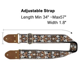 VANSUN VANSUN Stunning Floral Pattern Guitar Strap with Pick Pocket, Wild Guitar Straps with Genuine Leather Ends for Bass, Electric & Acoustic,Best Gifts for Kids, Guitarists,Adjustable Strap