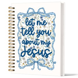 Lacama Inspirational Bible Notebook Journal, Christian Gifts for Women, Cute Bible Notebooks for Note Taking, Blue Floral Let Me Tell You About My Jesus Spiral Notebook, School Office Supplies