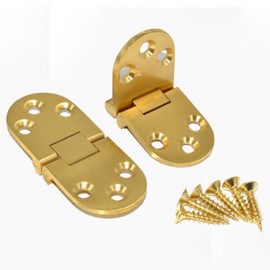 2 Pieces Solid Brass Butler Tray Hinge with Screws for Folding Tables - Gold