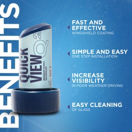 GYEON Quartz QuickView Ceramic Rain Repellent Glass Coating Extremely Hydrophobic Easy Apply Fast Drying Professional Grade Visibility Safety