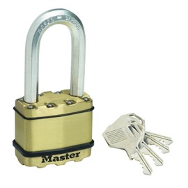Master Lock Excell Heavy Duty Padlock with Key and Extra-Long Shackle - Cut-Proof Boron Carbide 51mm Shackle - 50mm Size Wide Lock for Storage Locker, Fence Lock and Gate Lock