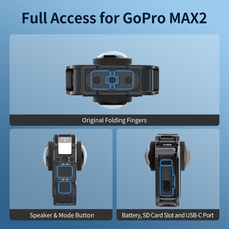 Nitze MAX2 Cage for GoPro MAX2 360 Action Camera, Aluminum