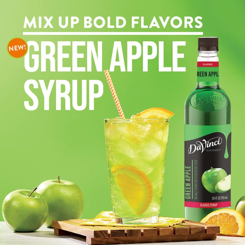 DaVinci Gourmet Green Apple Syrup, 25.4 Fluid Ounces (Pack of