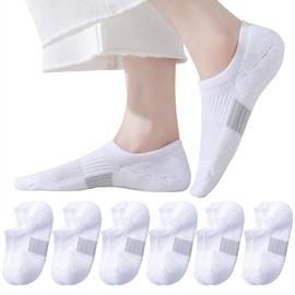 JORMATT 6 Pairs No Show Socks Womens Cushioned Low Cut Athletic Liner for Sneakers Ankle Invisible Running Socks Non Slip, Women Shoe Size 5-8