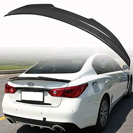 Jie Norman Rear Trunk Spoiler Fits for Infiniti Q50 Q50S Sedan 2014-2022 JDM PSM Style Highkick Duckbill Carbon Look Rear Lid Wing