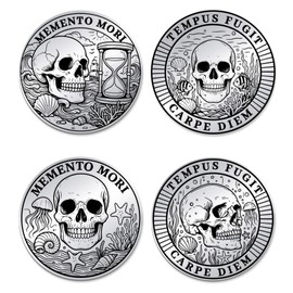 UNICRAFTALE 2pcs 2 Style Memenmori Coin Tempsfugit Store Challenge Coin EDC Underwater Skeleton Store Challenge Coin Moment Moli Storeism Gift Men Women