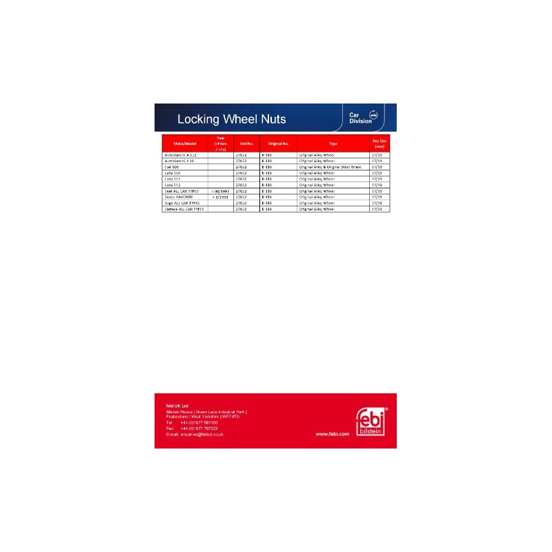 febi bilstein 27052 Wheel Bolt Kit lockable, pack of one,