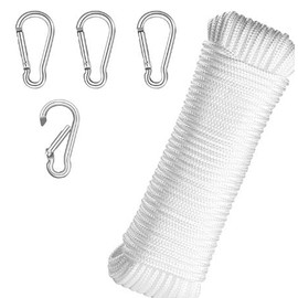 20 m Fahnenmast Seil, 6 mm Dickes Outdoor-Nylon Geflochtenem Seil mit 4 Haken, Wetterfest und Reißfest Outdoor Hängeseil, Verwendet für Camping Segelboot Gartenschaukel Hängematte Wäscheleine