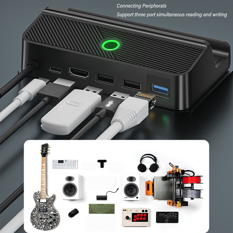 Docking Station for Steam Deck 6 in 1 RGB Lights