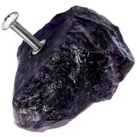 SUNYIK Natural Raw Amethyst Crystal Cabinet Knob with Screws, Healing Stone Pull Handle Dresser Drawer Door Knob Decor for Home Office