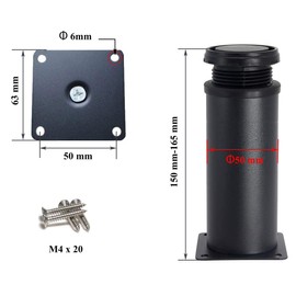 Drenky Furniture Feet, Adjustable Legs, Cabinet Legs, Thick Table Legs, Furniture Legs, Stainless Steel, Adjustable Height 0-15 mm, Comes with Stainless Steel Screws, Set of 4