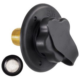 RecPro RV City Water Fill Inlet | Black | Optional Hose Elbow | Flange Brass with Check Valve | Camper | Trailer | Marine (No Hose Elbow) | Made in America