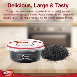 Tropgo Poppy Seeds 200g - Gluten Free Poppy Seeds in Resealable and Recyclable Tub - Non-GMO Poppy Seeds for Eating - Enhance Baking and Cooking