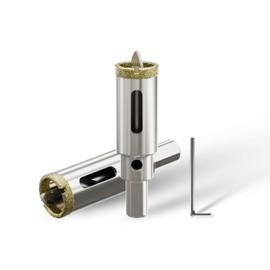 CSOOM 2PCS 11/16"(18mm) Diamond Hole Saw with Center Drill Bit, One-Touch Positioning, Easy to Penetrate Hard Materials Such as Ceramic, Tile, Glass, Granite, Marble, etc.