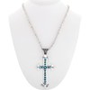 Sleeping Beauty Turquoise Navajo Cross Sterling Pendant With Silver Bead
