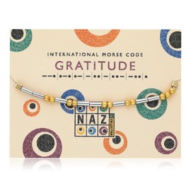 NAZ COLLECTION Morse Code Bracelets, Gifts for Women Men, Inspirational Gifts for Women Mom Wife Sister, Gold Beads, Beaded Bracelets with Adjustable String Birthday Gifts For Women Men Friends (Gratitude)