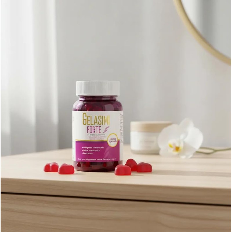 Gelasimi Forte Gomitas Colágeno Hidrolizado Ácido Hialurónico Queratina Biotina Cabello