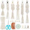 INFUNLY 6PCS Boho White Macrame Keychain Kit Adult DIY Craft