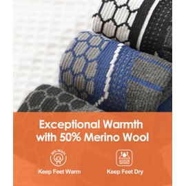 YESWEL Merino Wool Ski Socks For Men & Women, Skiing, Snowboard, Hunting, Over The Calf Winter Warm Socks, 2/3 Pack (X-Large, Multicolor01 (Black,Grey,Blue))