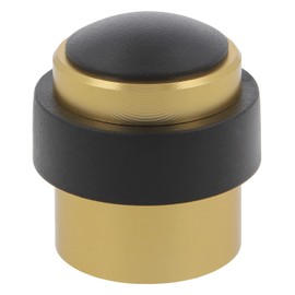Amig - Door Stop | Foot Controlled | Easy Installation | Protects Furniture | Aluminium | Round Edge | Gold | Diameter 30 x 36 mm | Includes Screws + Wall Plugs