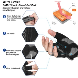 MOREOK Cycling Gloves Bike Gloves for Men/Women-[Breathable Anti-Slip 5MM Gel Pad] Biking Gloves Half Finger Road Bike MTB Bicycle Gloves-098-GRAY-XL